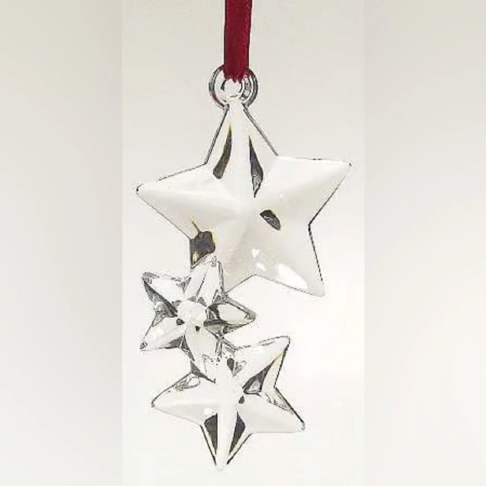 Tiffany & Co. Crystal Star Charms with Red Ribbon